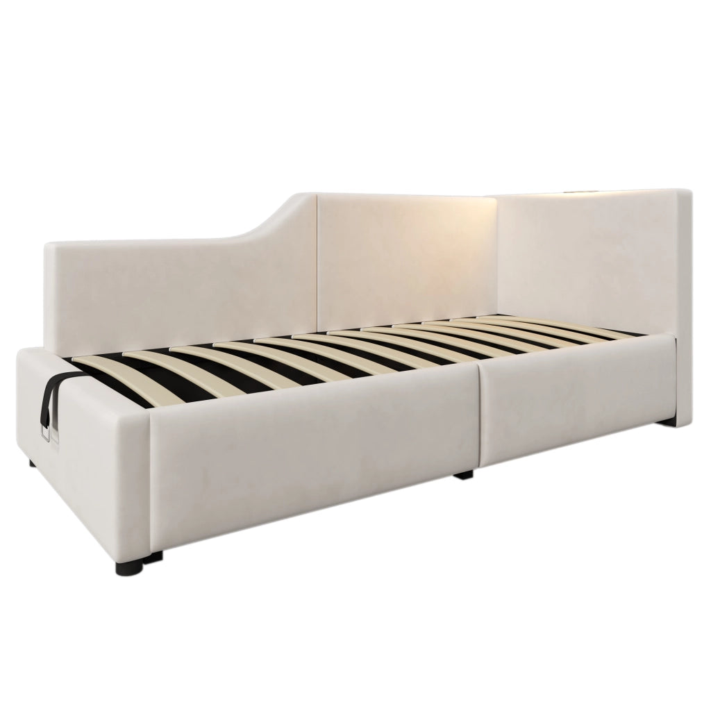 Letto singolo contenitore 90x190 cm beige