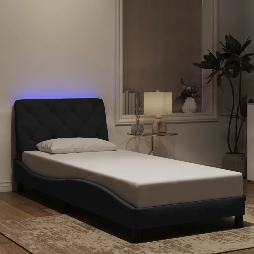 Giroletto con LED senza Materasso Nero 90x190 cm in Velluto 3213827
