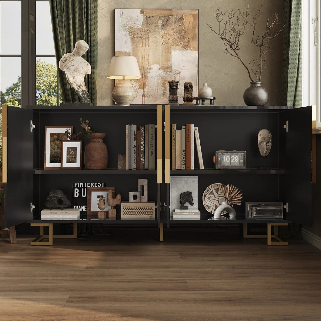 SIDEBOARD 152x40x75 cm Nero in MDF con 2 ante