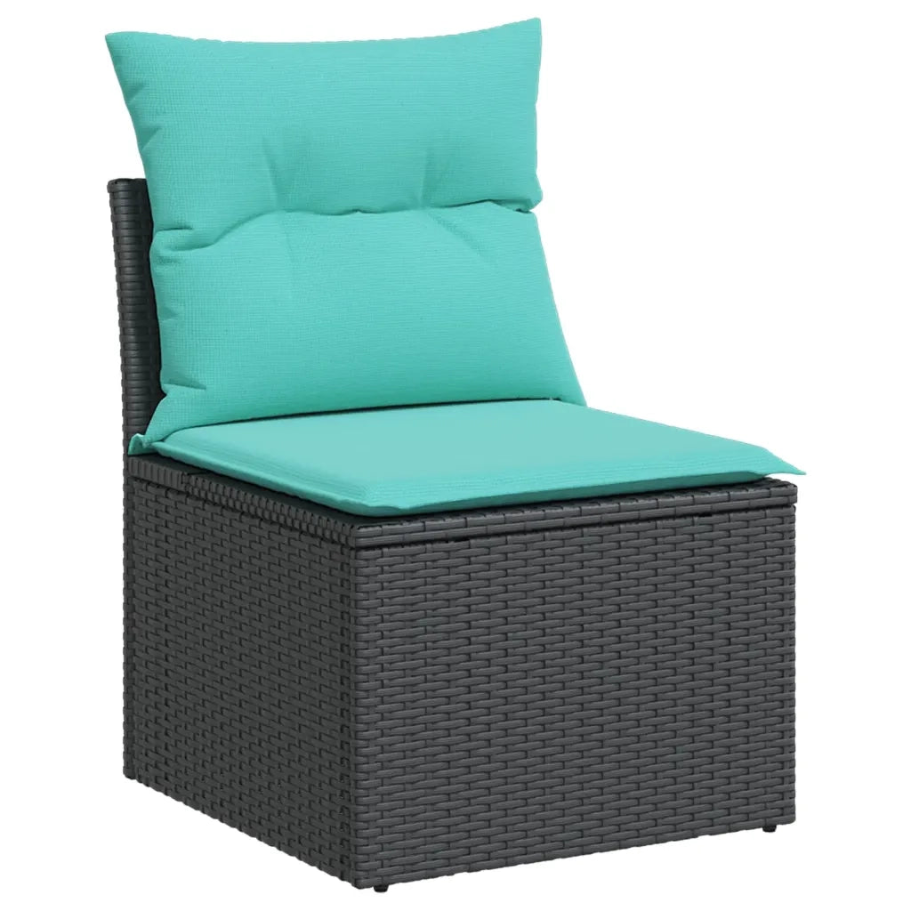 Set Divani da Giardino 9 pz con Cuscini Nero in Polyrattan 3227114