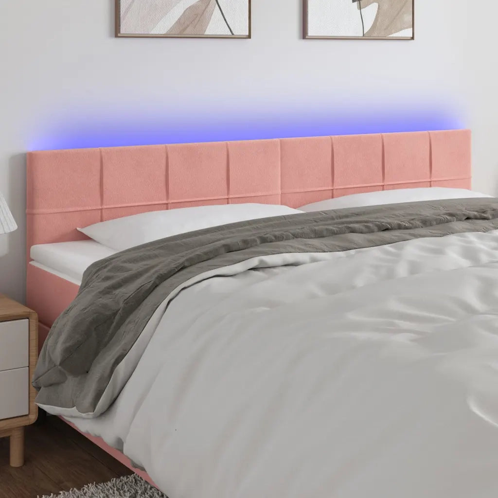 Testiera a LED-Testata con LED Rosa 160x5x78/88 cm in Velluto 736689