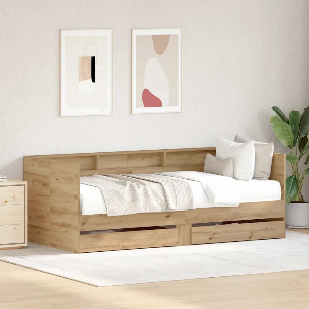 Letto singolo | Letto per adulti | Daybed Rovere artigianale 100 x 200 cm Legno multistrato