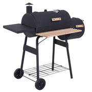 Barbecue a carbone affumicatore a piantana 124 x 53 x 108 cm termometro integrato ruote pratiche industriale in acciaio nero 21_0004388