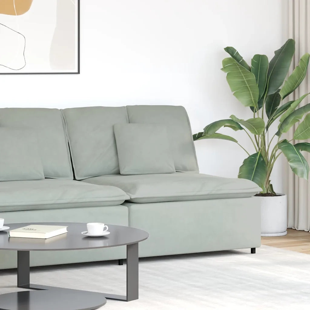 Modulo Centrale Divano Modulare con Cuscini Grigio Chiaro 100cm 4104429