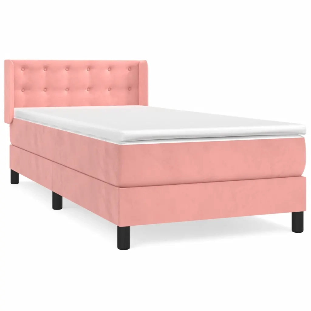 Giroletto a Molle con Materasso Rosa 90x190 cm in Velluto 3131176