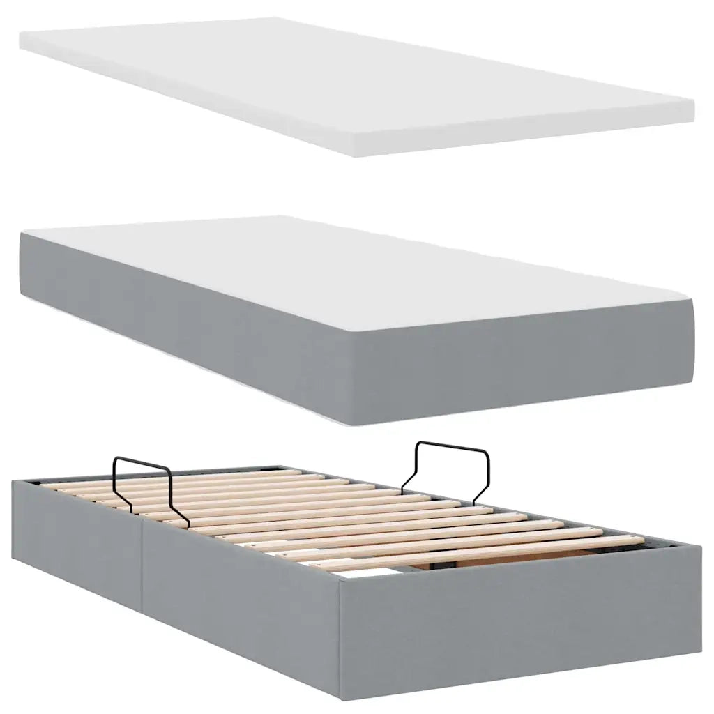 Letto con contenitore LED e materasso Grigio Chiaro 90 x 190 cm 3371049