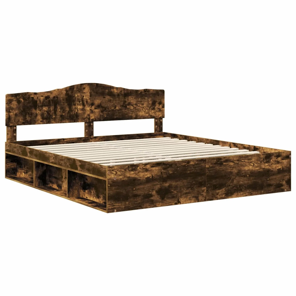 Letto matrimoniale | Letto per adulti | Struttura del letto Rovere fum¨¦ 180 x 200 cm Pino massello