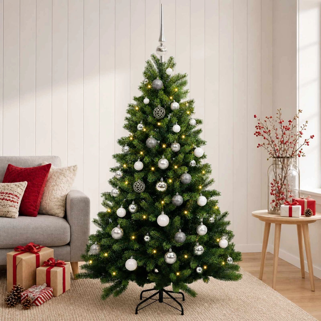 Albero di Natale Artificiale con Palline 120 cm 150 LED 3466183
