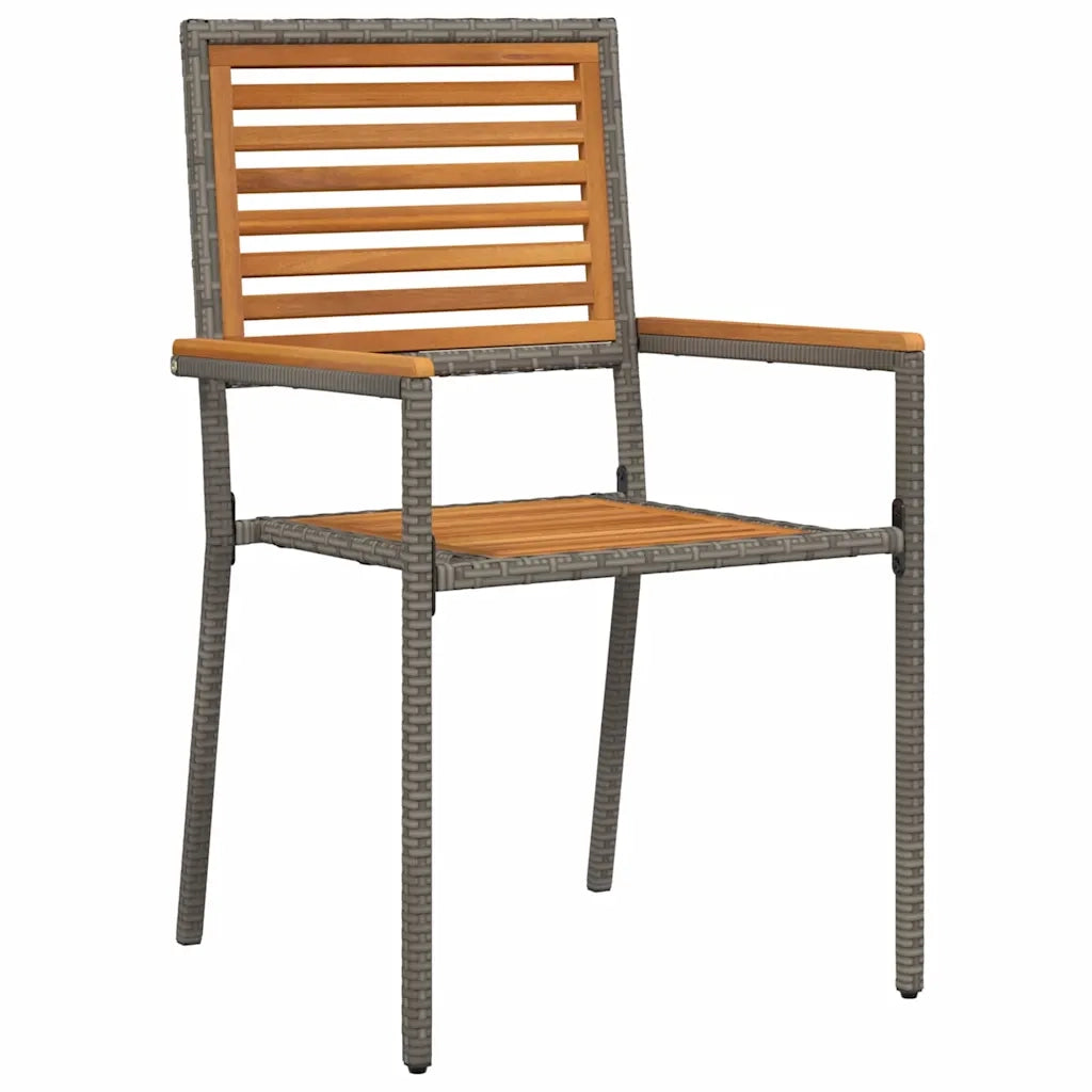 Set da Pranzo per Giardino 3 pcs Grigio e Marrone polyrattan