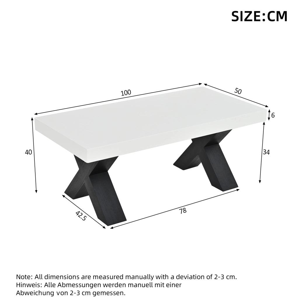 TAVOLINO DA CAFFÈ Rettangolare 100x50x40 cm Bianco/Nero in MDF
