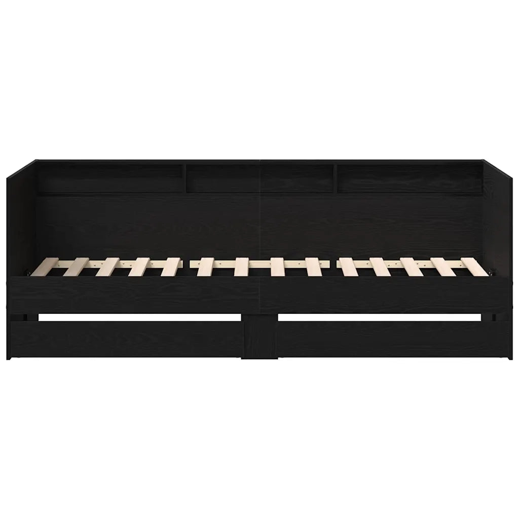 Letto singolo | Letto per adulti | Daybed con testiera Rovere Nero 90 x 200 cm Legno multistrato