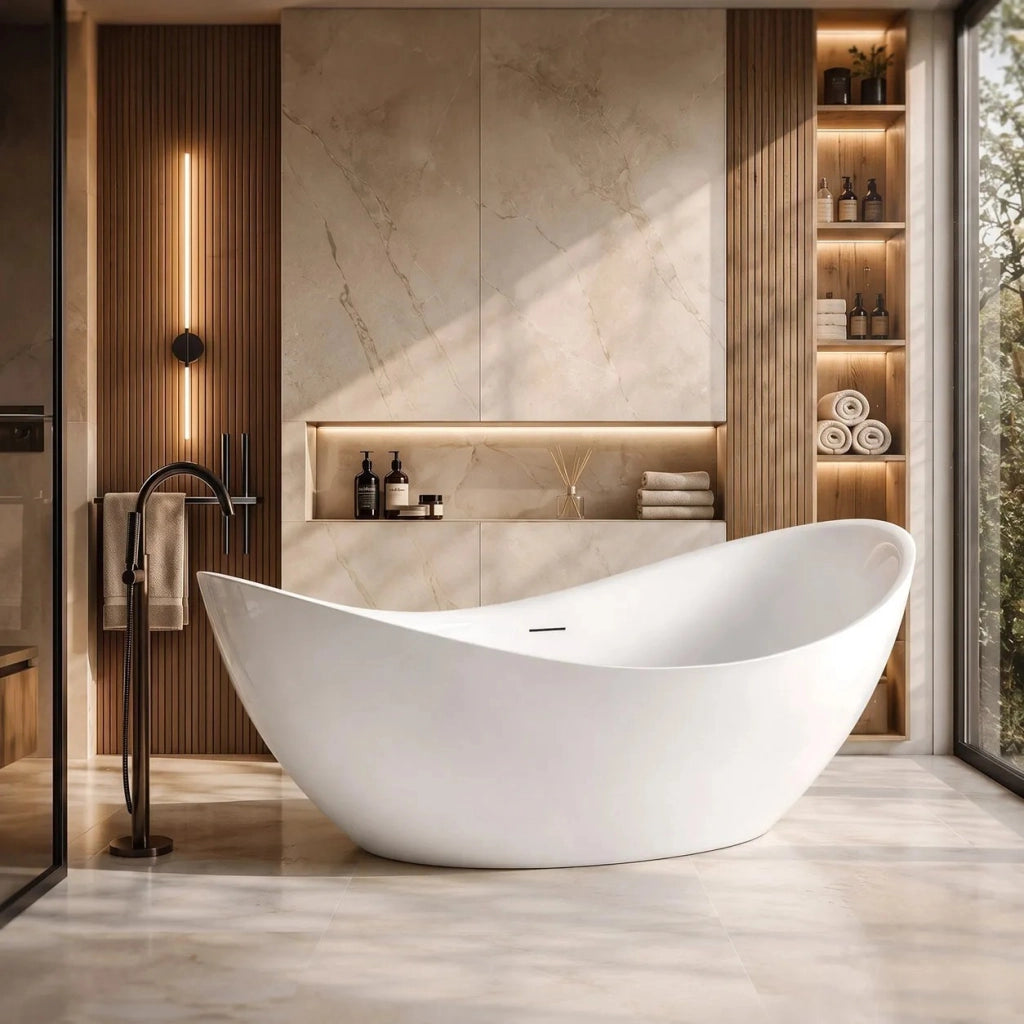 Vasca Da Bagno Freestanding Rea Maris 180 Copritappo nero