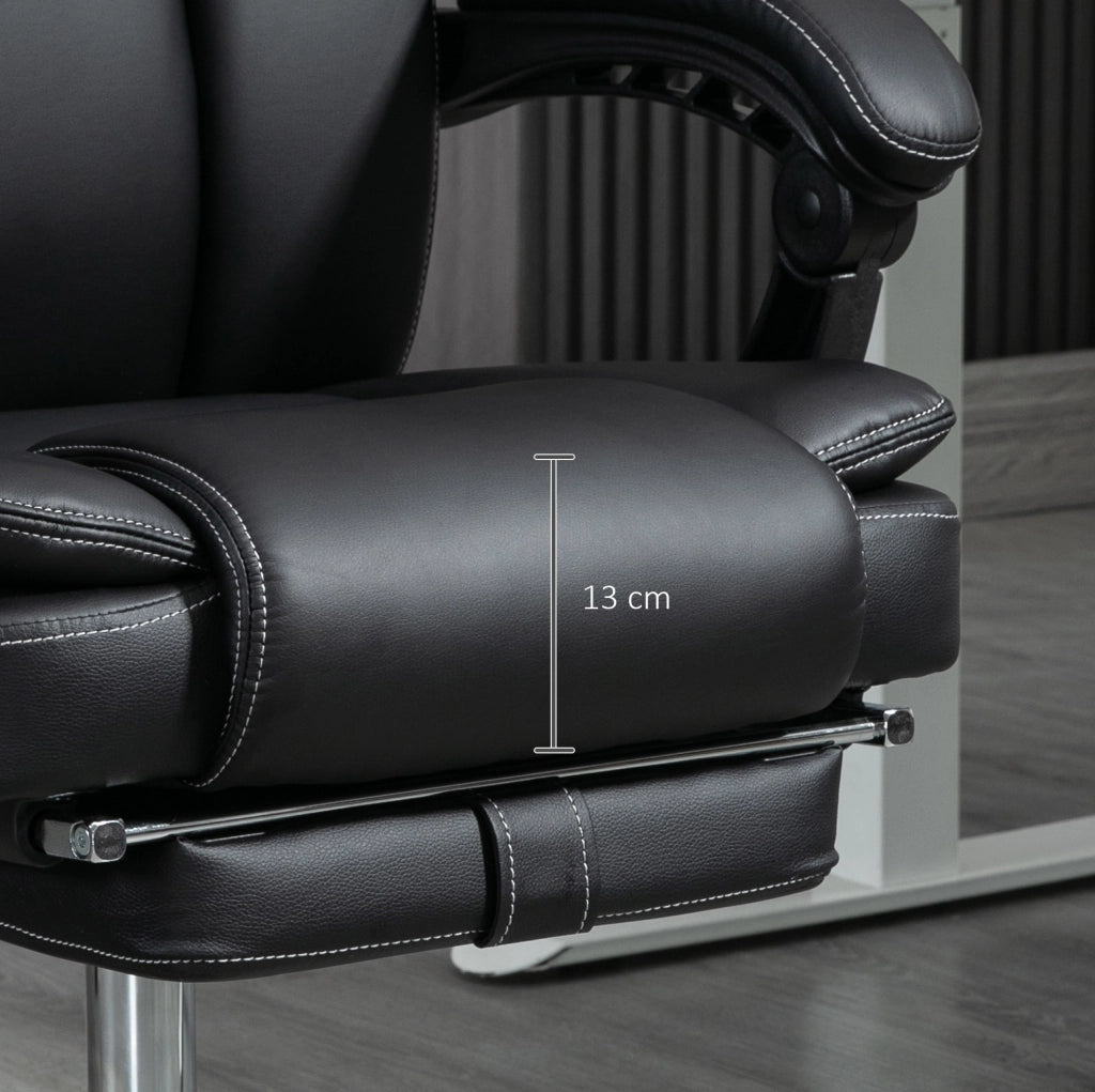 Sedia da ufficio ergonomica con funzione massaggio e riscaldamento, schienale reclinabile, poggiapiedi, rivestimento in similpelle nero