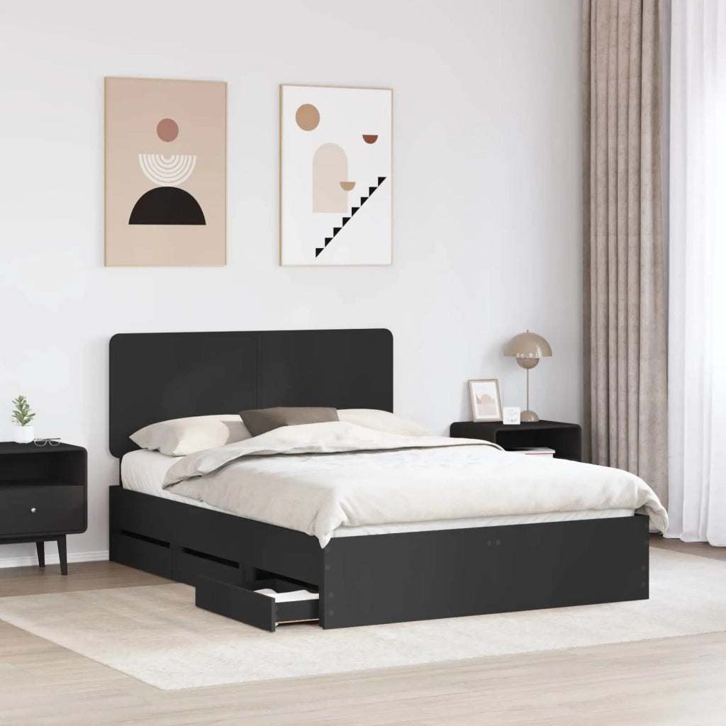 Letto matrimoniale | Letto per adulti | Struttura del letto Nero 150 x 200 cm Legno Ingegnerizzato