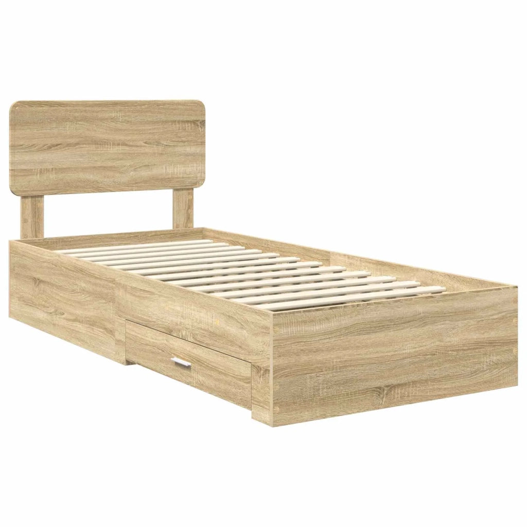Letto singolo | Letto per adulti | Struttura del letto Rovere Sonoma 75 x 190 cm Legno multistrato
