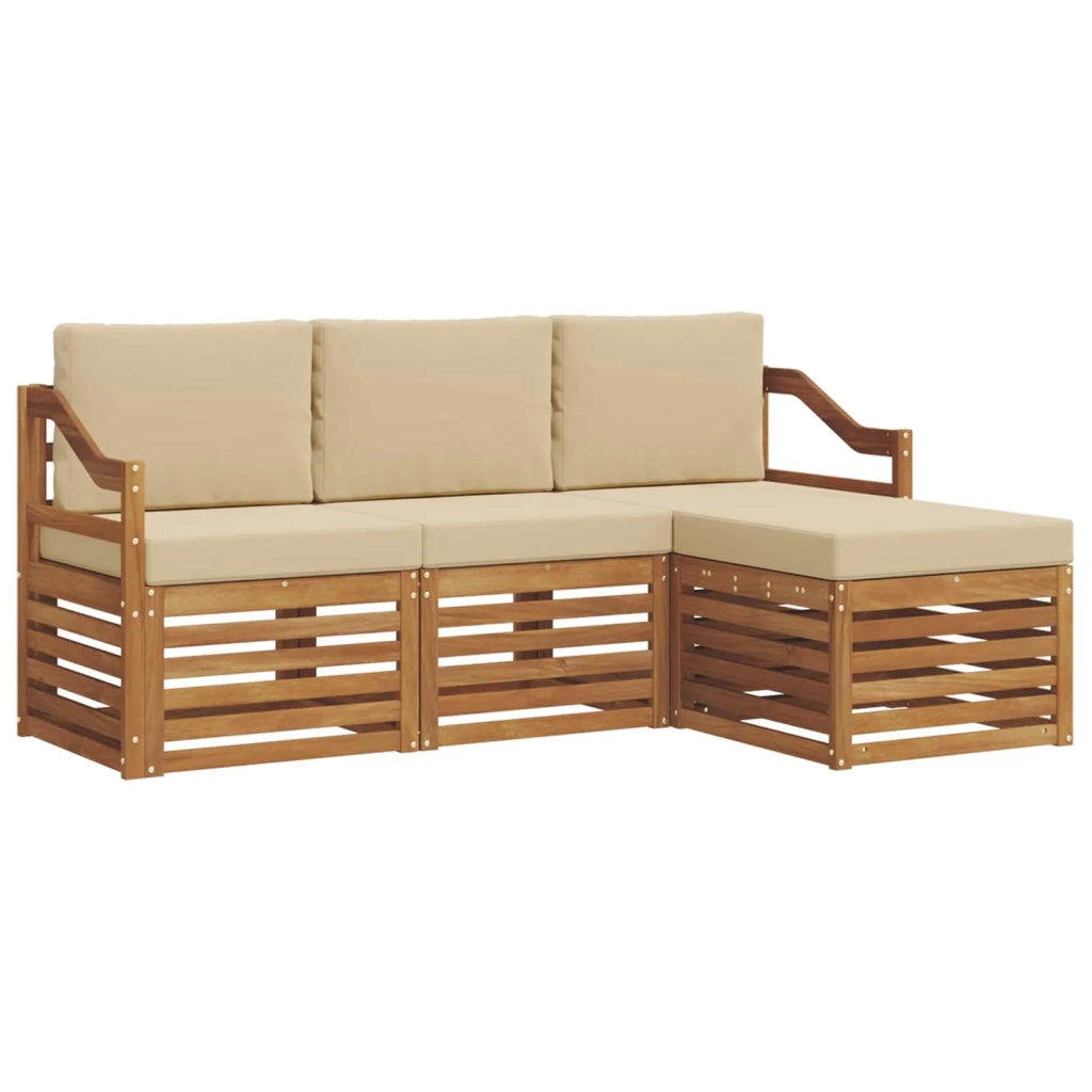 Set di divani da esterno 4 pz Naturale e Beige 3374628