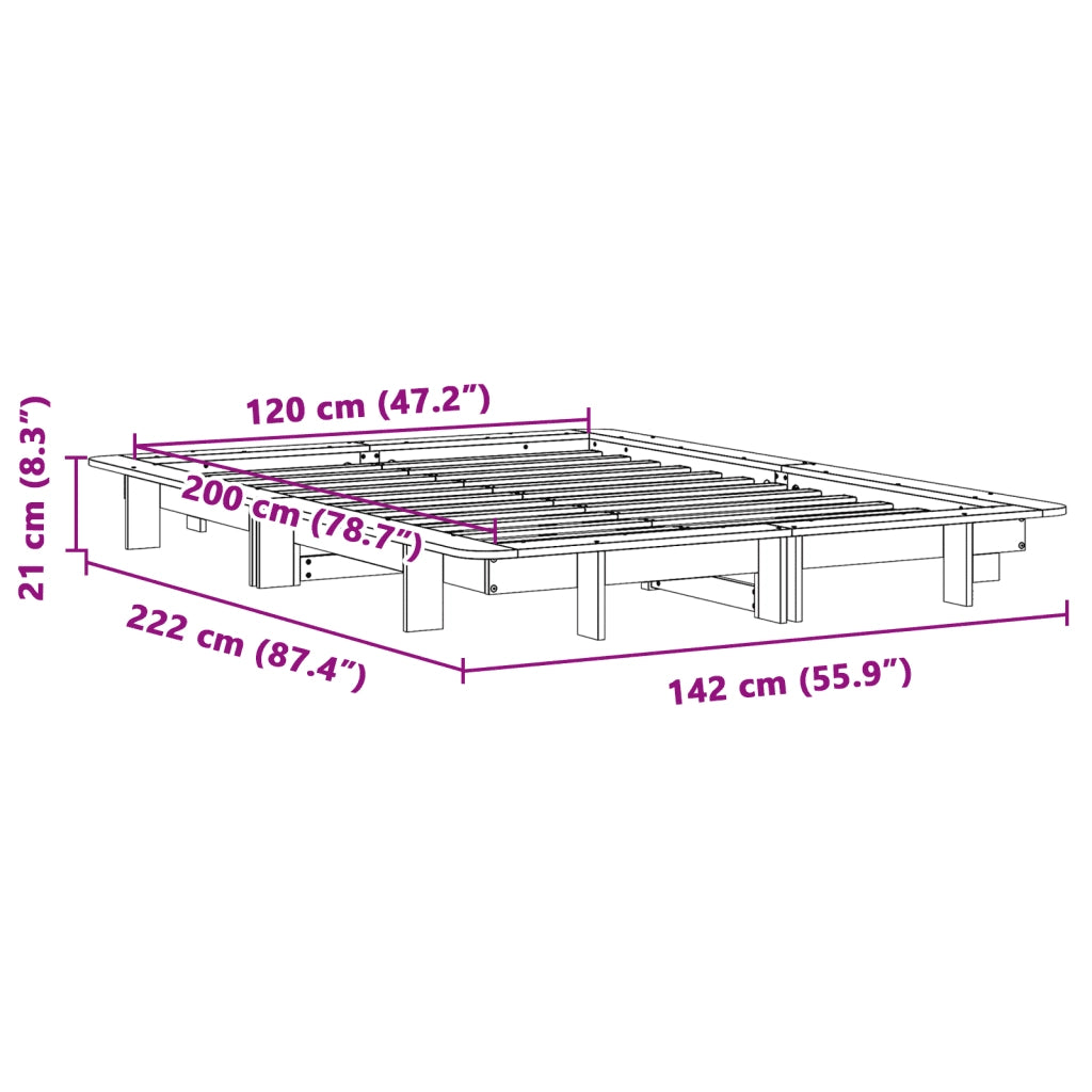 Letto senza Materasso-Struttura Letto Marrone Cera 120x200 cm in Legno di Pino 986923