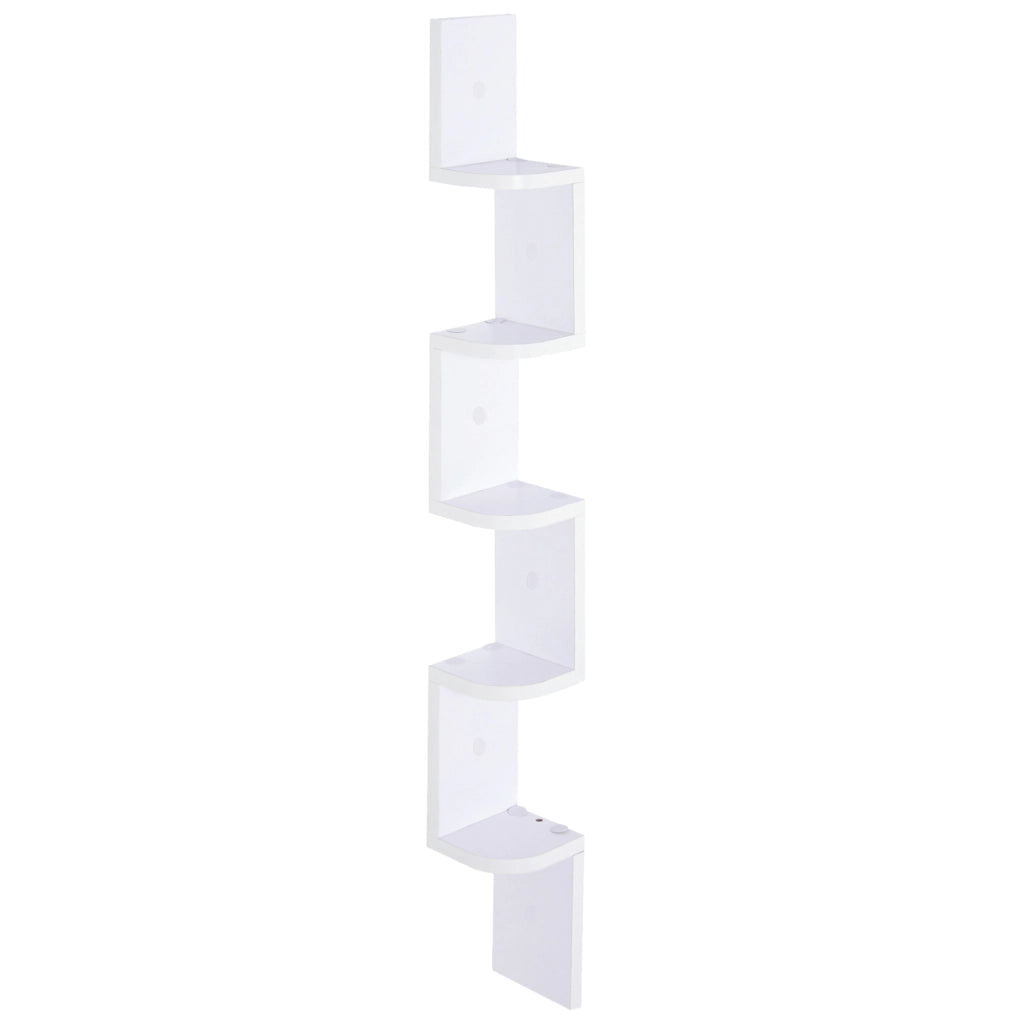 Scaffale angolare a parete 5 ripiani zigzag ¨C Xylo ¨C legno bianco 120cm