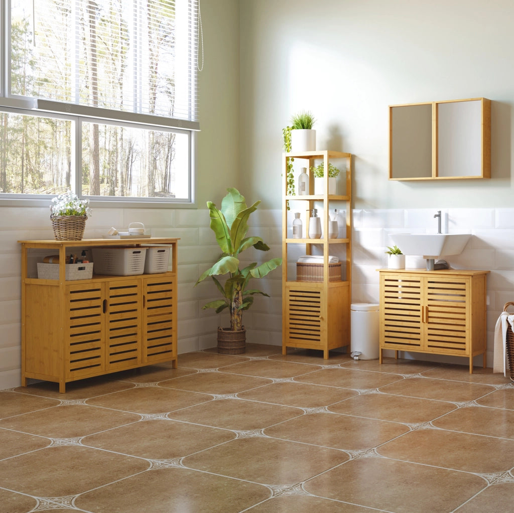ARMADIO BAGNO 36x33x140 cm Bambù Naturale