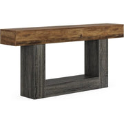 Consolle con ripiano inferiore e piedini regolabili, rustica per ingresso, in MDF, grigio e marrone, 160 cm
