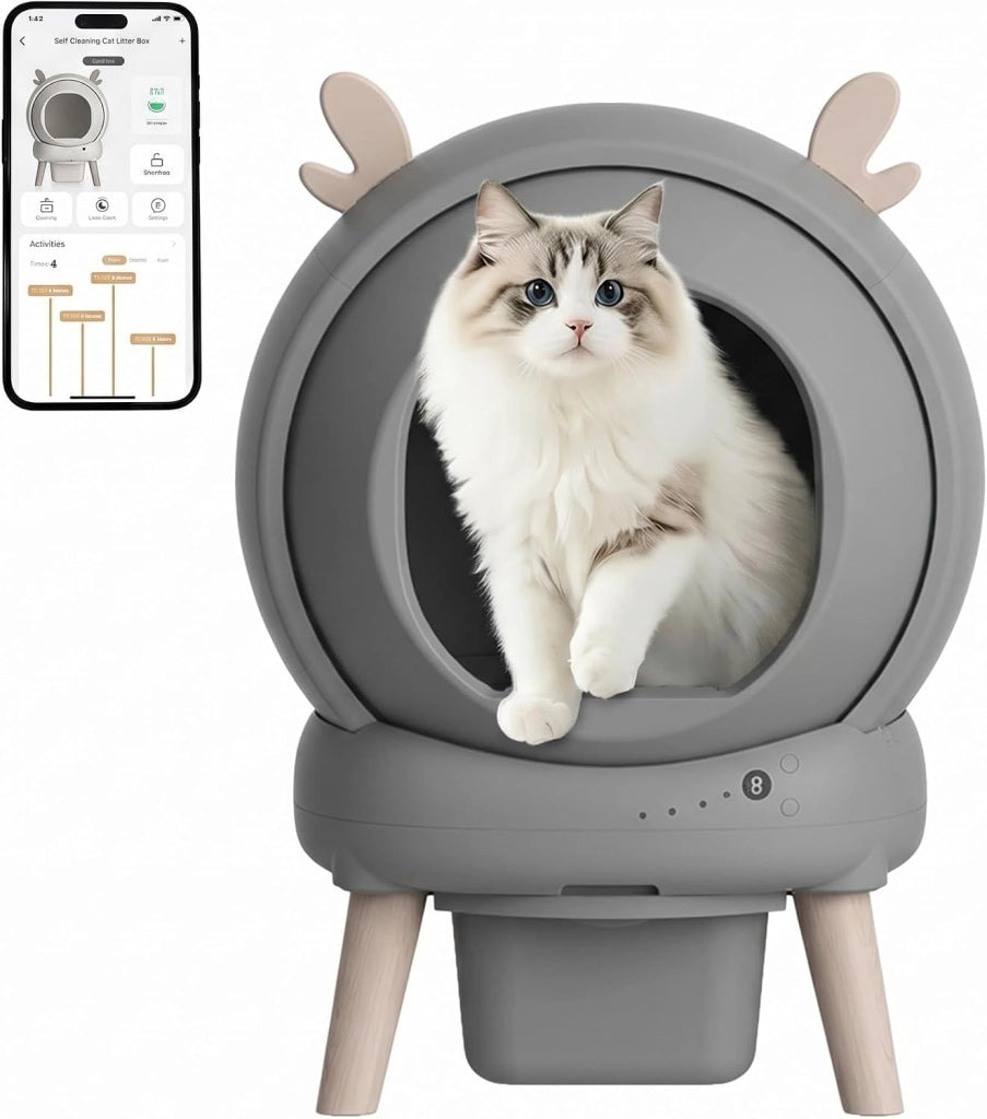 Lettiera Gatto Autopulente Con APP; Lettiera Automatica Per Gatti; Capacità Massima 73 L; Lettiera Con Triplo Sensore Di Sicurezza; Ampio Spazio;Adatta a Famiglie Con Più Gatti