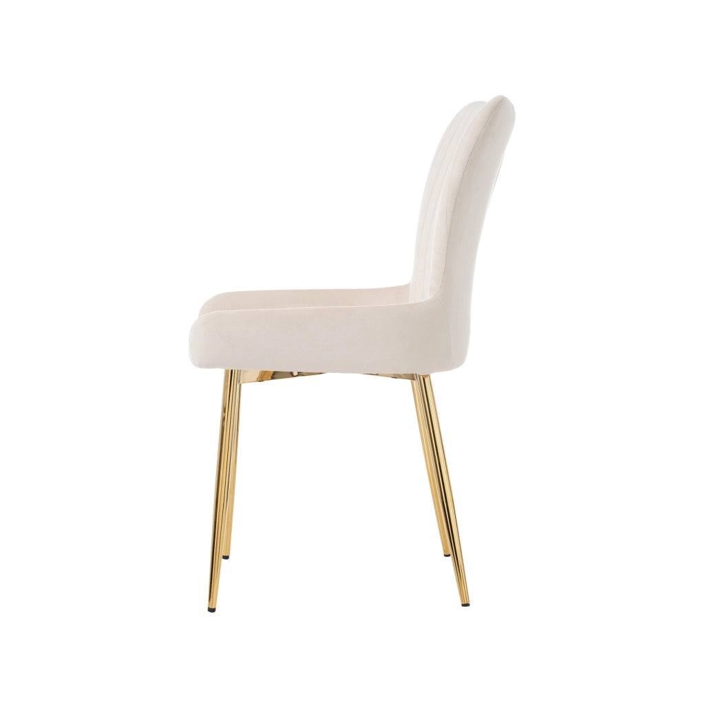 SEDIA DA PRANZO in velluto beige e oro Set da 4 pezzi