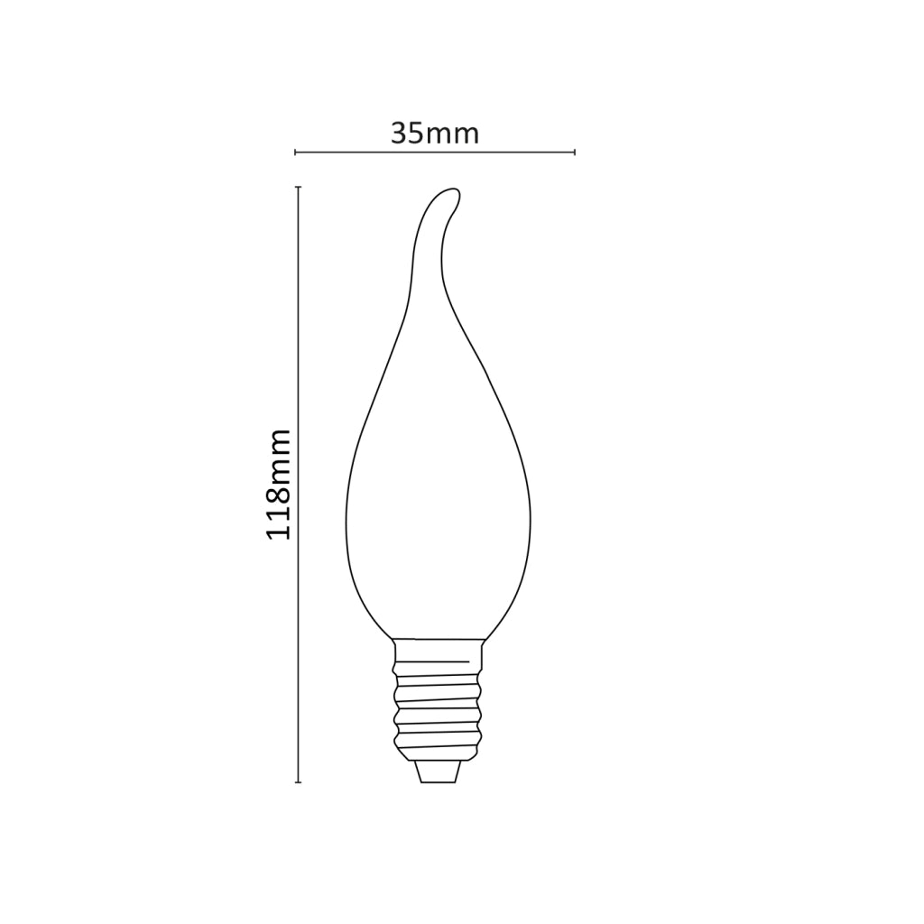 Alcapower Lampadina LED Fiamma C37 Vetro Frost E14 4W 470lm 4000K Luce Naturale, Design Elegante a Candela per Illuminazione Interna Efficiente