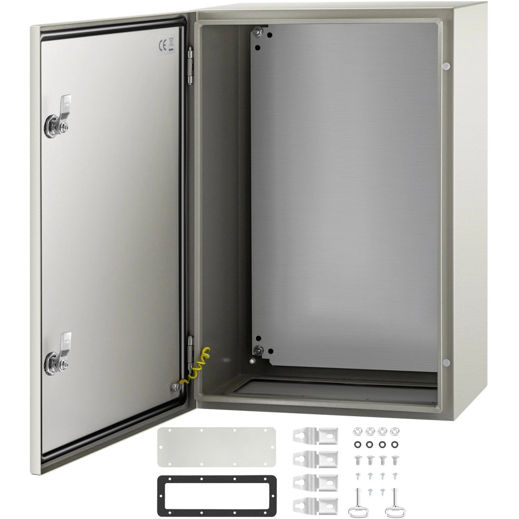 Scatola elettrica da esterno in acciaio al carbonio 60 x 40 x 25 cm, quadro di giunzione IP66 NEMA 4X con piastra di montaggio
