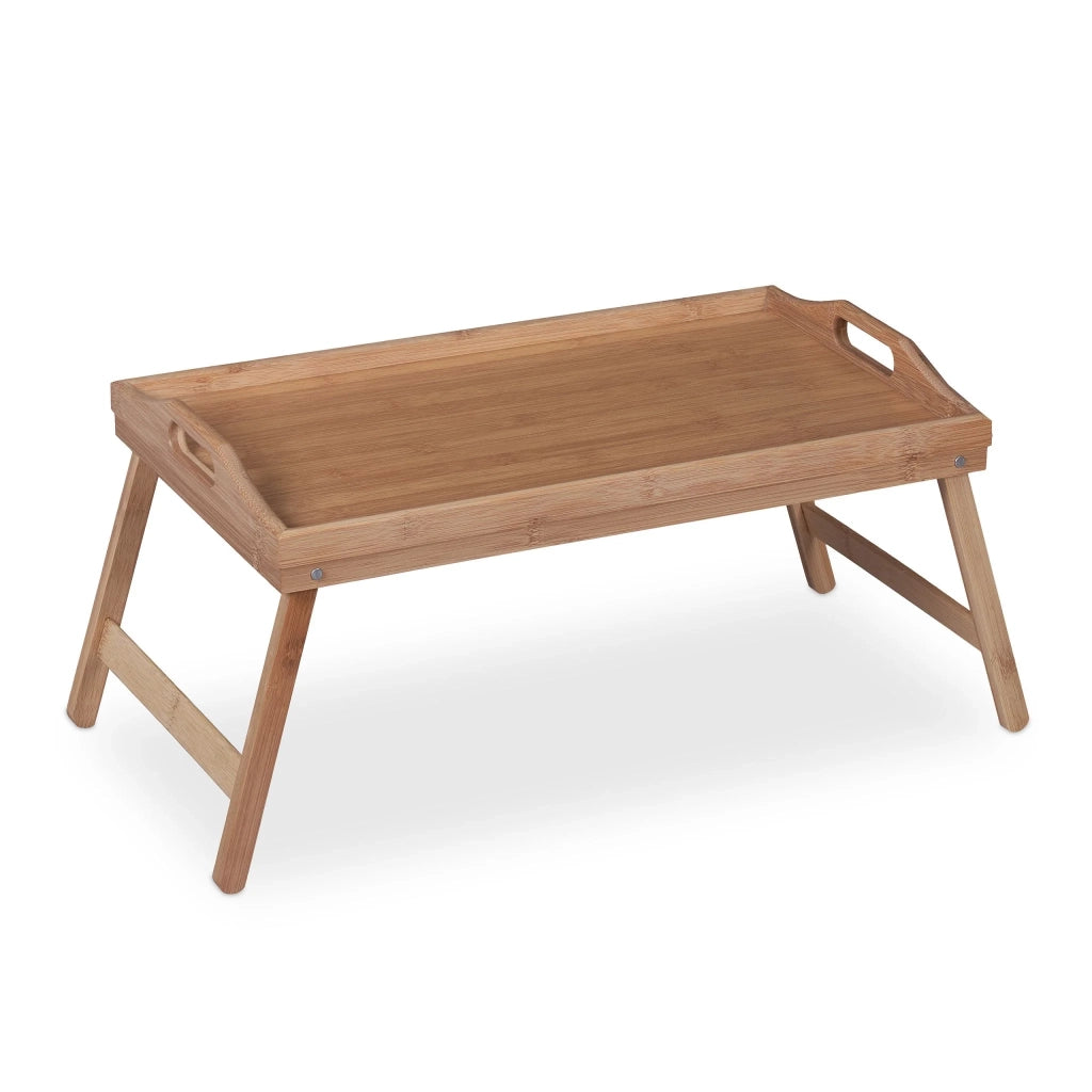 Vassoio da letto rettangolare con gambe pieghevoli 60 x 40 x 7 cm pratico per la colazione in bambù naturale 13_0011772