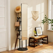 SPECCHIO girevole 135x30 cm con appendiabiti, nero