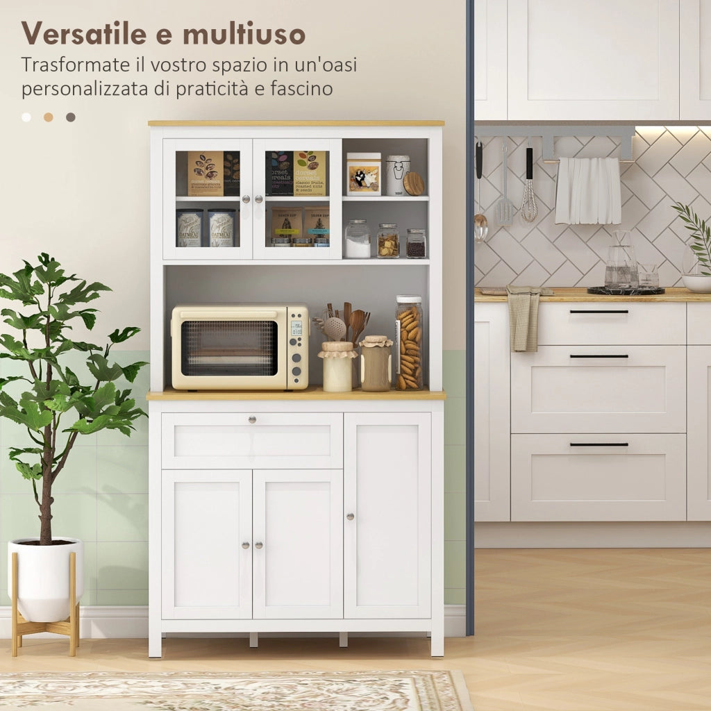 Mobile Cucina con Cassetti e Ripiani ¨C Xylo ¨C Legno Bianco 100x40x180 cm