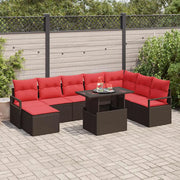 Set Divano da Giardino 9 pcs Marrone e Rosso polyrattan 3348880