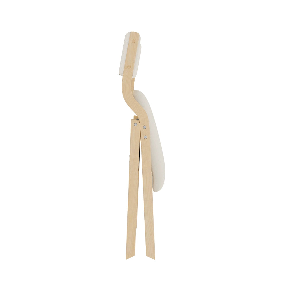 2 sedie da pranzo pieghevoli in legno massello, lino beige, imbottite, salvaspazio, già montate