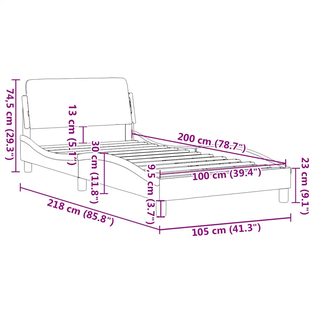 Giroletto-Struttura Letto Dover Bianco 100x200 cm in Similpelle