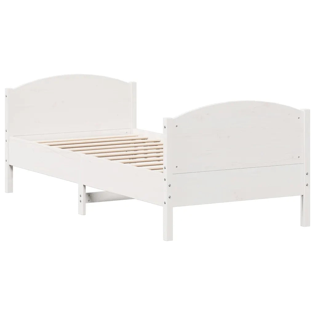Letto senza Materasso-Struttura Letto Bianco 75x190 in Legno Massello di Pino 330866