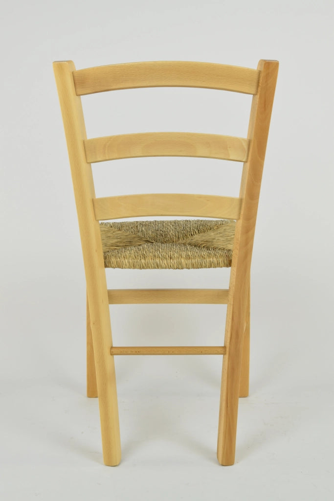Set 4 Sedie Venice Tommychairs, robusta struttura in legno di faggio verniciata in naturale e seduta in paglia