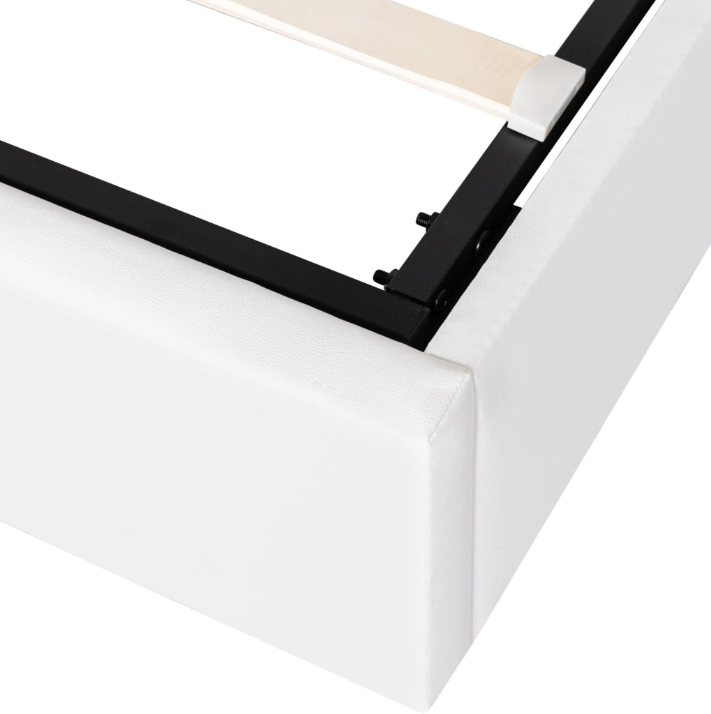 Letto imbottito con LED e contenitore 140 × 200 cm; PU bianco
