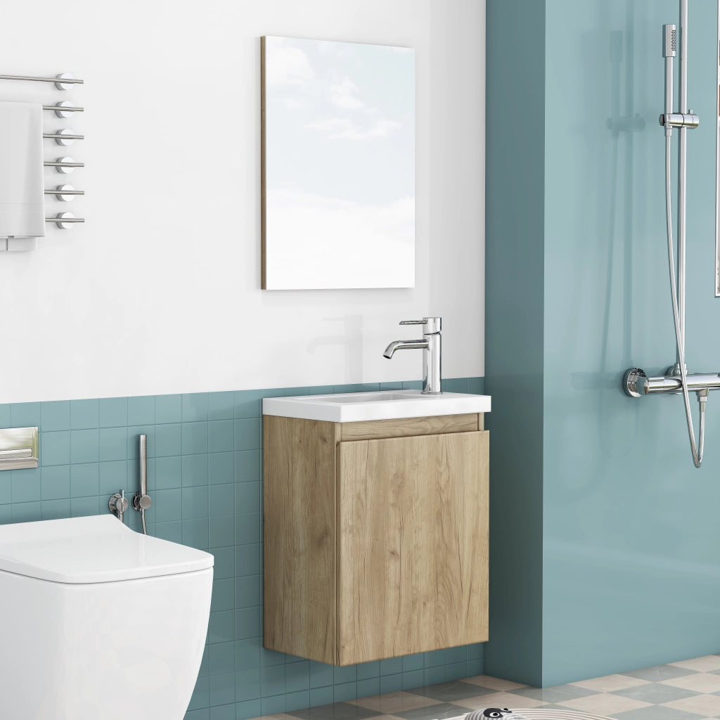 Set mobile bagno sospeso bianco con lavabo integrato e specchio LED