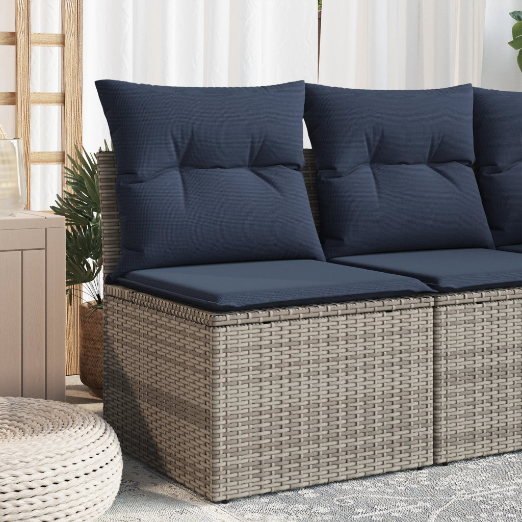 Sedia Giardino Senza Braccioli con Cuscini Grigio Polyrattan 366162
