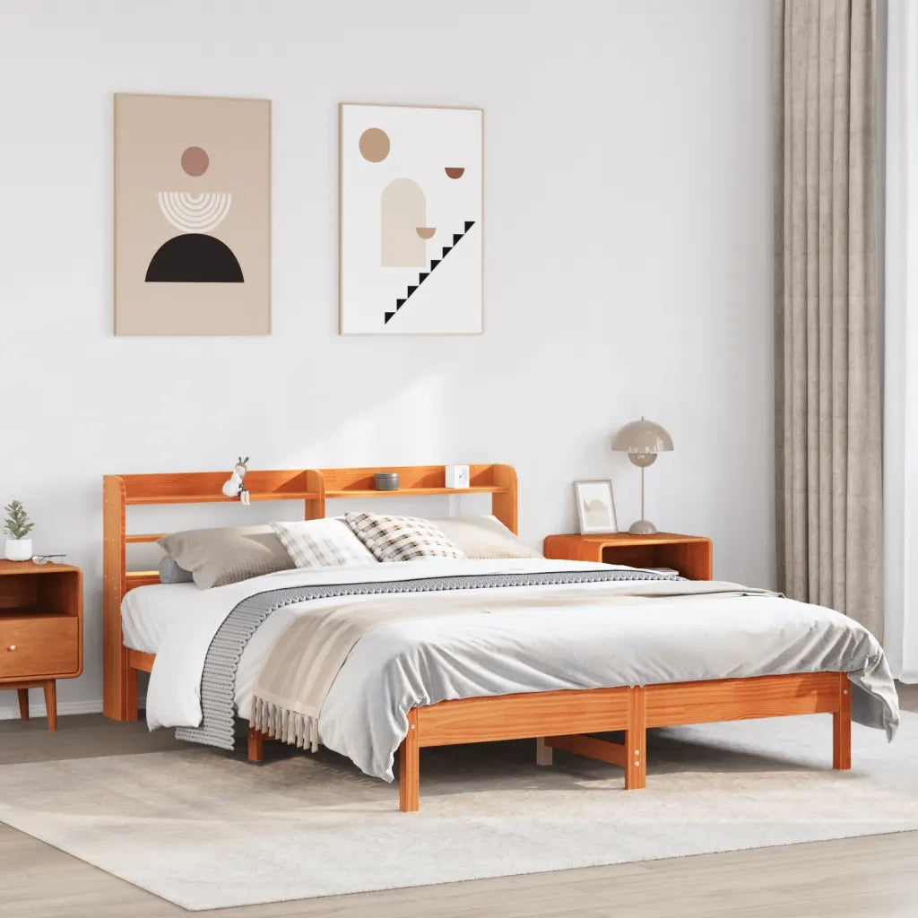 Letto senza Materasso-Struttura Letto Marrone Cera 160x200 cm in Legno di Pino 740405