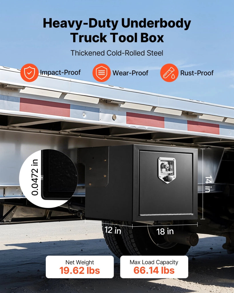 Cassetta porta attrezzi sottopianale per camion e furgone in acciaio, robusto baule portaoggetti da veicolo, 457 x 305 x 356 mm, max 30 kg
