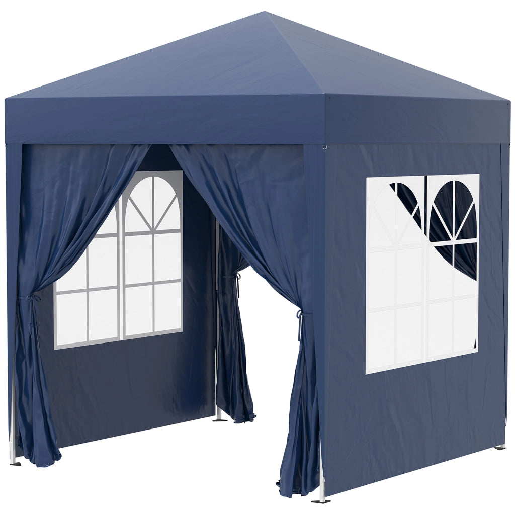 Gazebo Pieghevole 2x2 m ¨C zephmum ¨C Blu Poliestere Acciaio