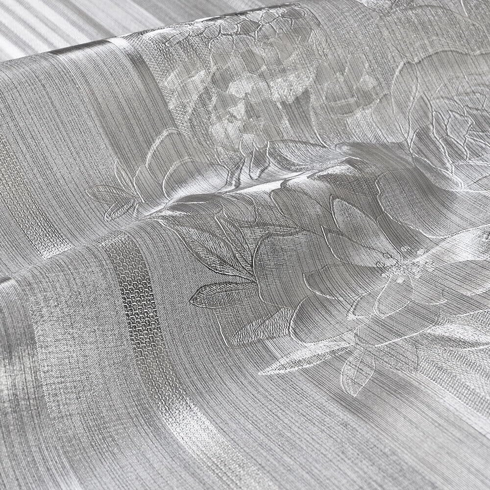 Tovaglia Cucina Antimacchia 140x300 Cm Metallizzata Lucida Grigia Copritavolo Pvc Decorato Dis_B