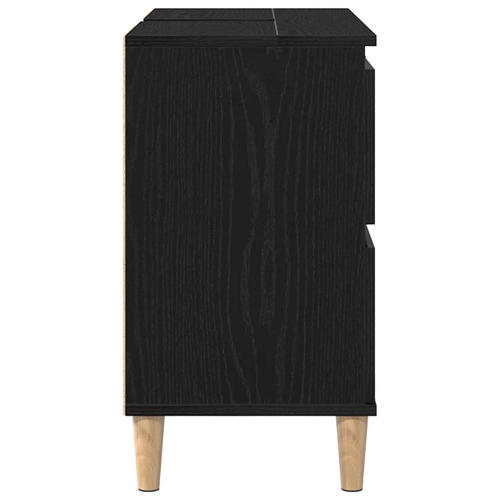 Mobile Lavabo | Armadio per Lavabo da Bagno Rovere Nero 80 x 33 x 60 cm