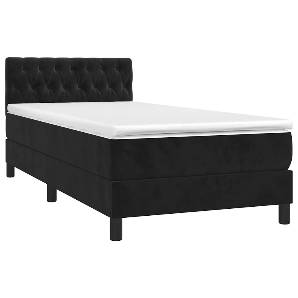 Letto a Molle con Materasso e LED Nero 90x190 cm in Velluto 3134557
