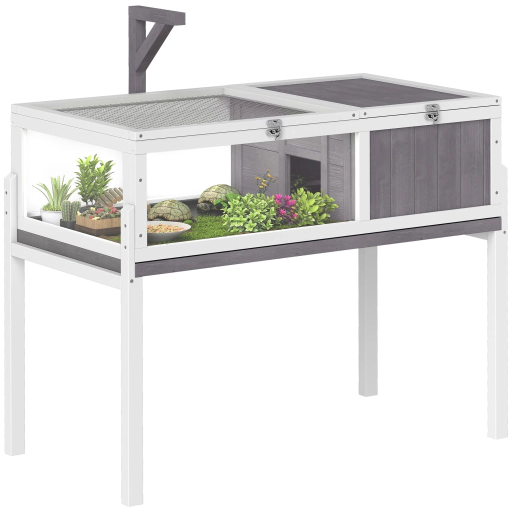 Casa per Tartarughe in Legno ¨C Xylo ¨C Bianco e Grigio con Finestra 104x53x82cm