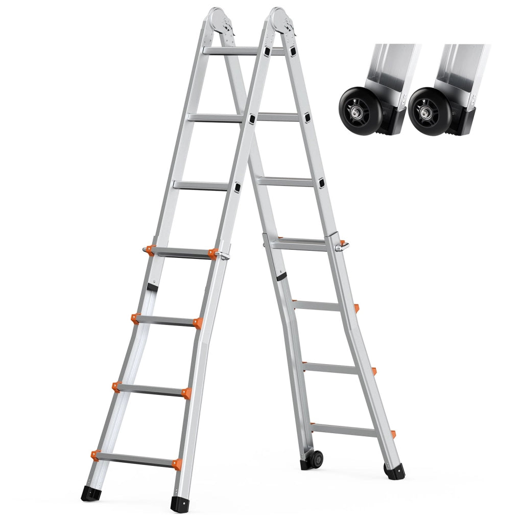 Scala Telescopica A-Frame 4000 mm KMP404C in Alluminio Pieghevole e Regolabile, Scala Estensibile Multifunzionale per Fai da Te Portata 149,7 kg