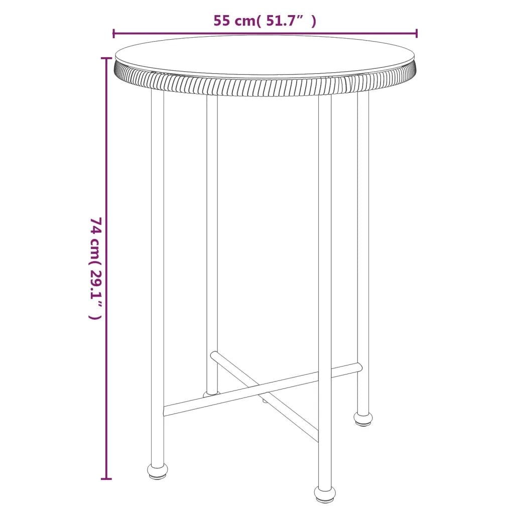 Tavolo da Pranzo Ø55 cm Vetro Temperato e Acciaio 319434