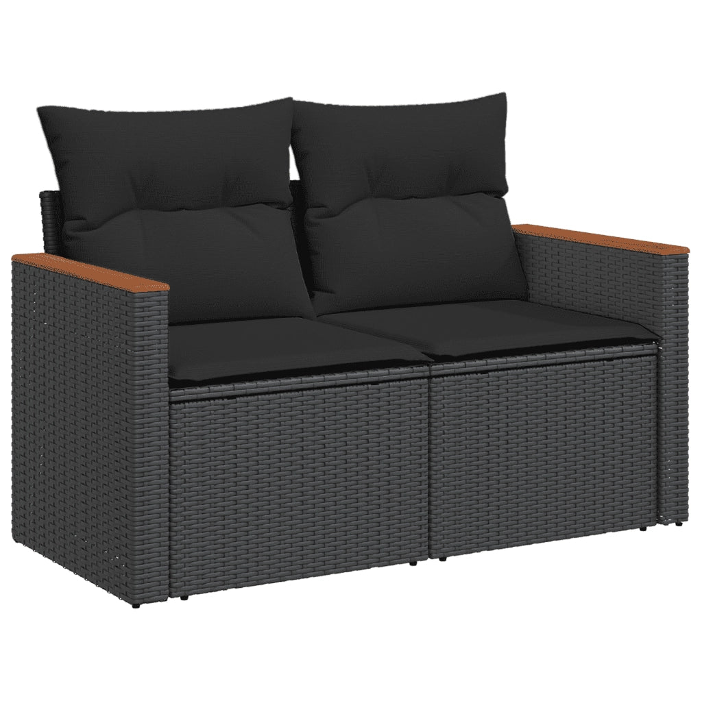 Set Divani da Giardino 9 pz con Cuscini Nero in Polyrattan 3258674