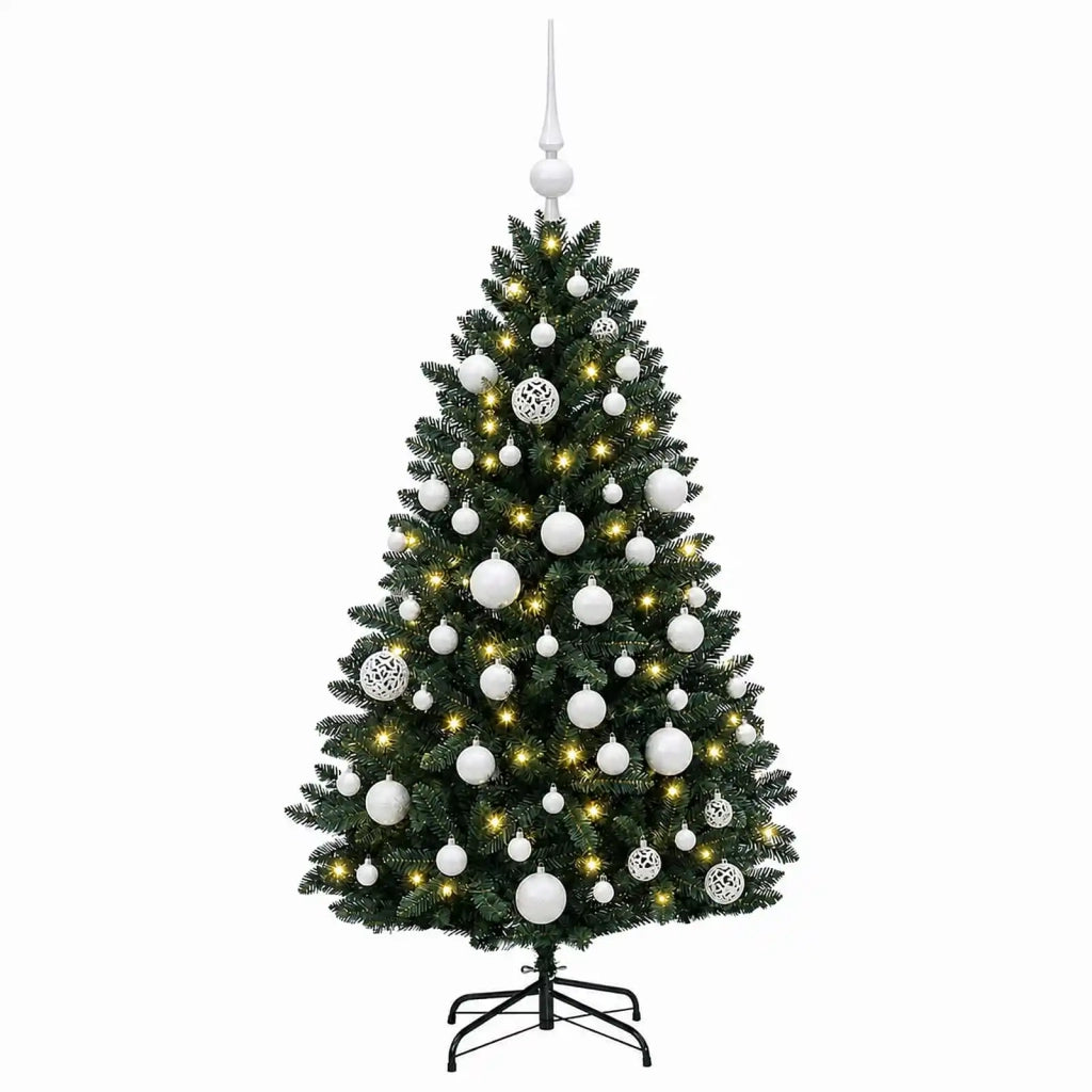 Albero di Natale artificiale verde scuro con palline 120 cm 3466111